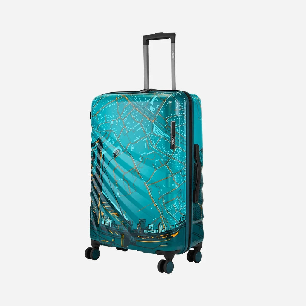 Safari Brooklyn Printed Hard Luggage - Luggage Lounge - Teal / Large - Teal / Large